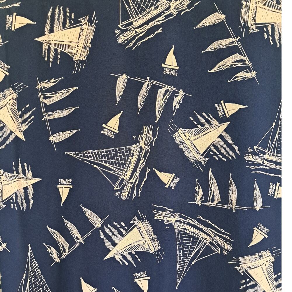 Lauren Ralph Lauren Vintage 100% Silk Nautical Sailboat Maxi Dress Navy Size 10 - Picture 7 of 11